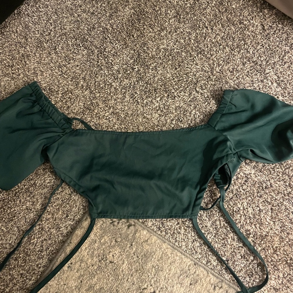 Emerald green backless tie up shirt
